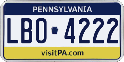 PA license plate LBO4222