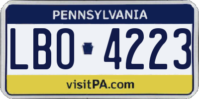 PA license plate LBO4223