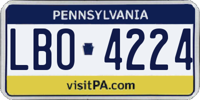 PA license plate LBO4224
