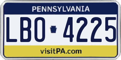 PA license plate LBO4225