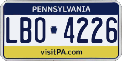 PA license plate LBO4226