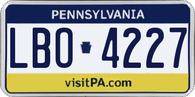 PA license plate LBO4227