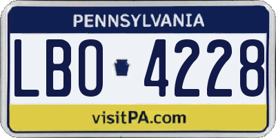 PA license plate LBO4228