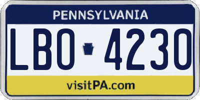 PA license plate LBO4230