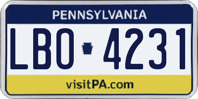 PA license plate LBO4231