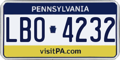 PA license plate LBO4232