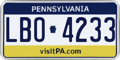 PA license plate LBO4233