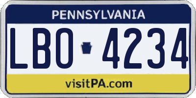 PA license plate LBO4234