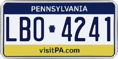 PA license plate LBO4241