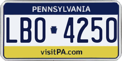PA license plate LBO4250