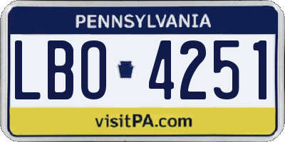 PA license plate LBO4251