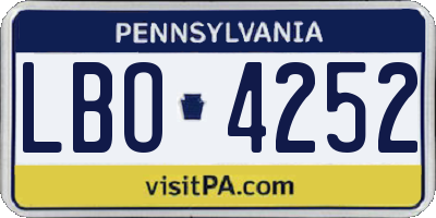 PA license plate LBO4252