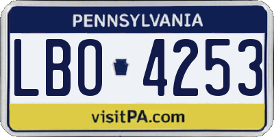 PA license plate LBO4253