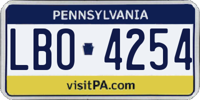 PA license plate LBO4254