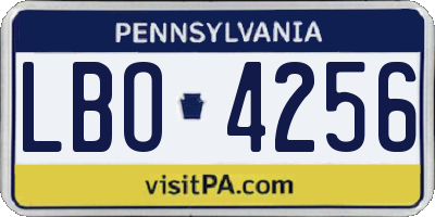 PA license plate LBO4256