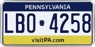 PA license plate LBO4258