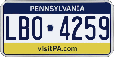 PA license plate LBO4259