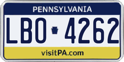PA license plate LBO4262