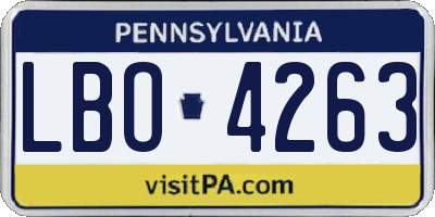 PA license plate LBO4263