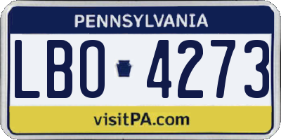 PA license plate LBO4273