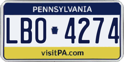 PA license plate LBO4274