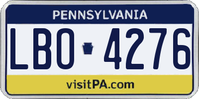 PA license plate LBO4276