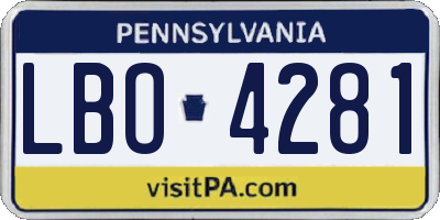 PA license plate LBO4281