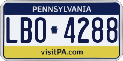 PA license plate LBO4288