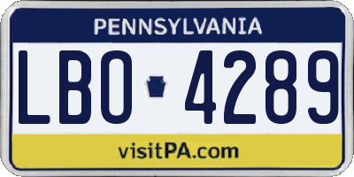 PA license plate LBO4289