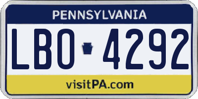PA license plate LBO4292