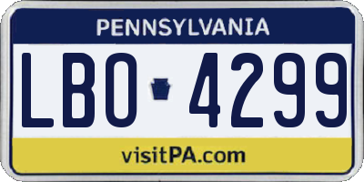 PA license plate LBO4299