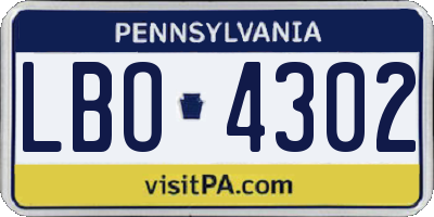 PA license plate LBO4302