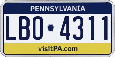 PA license plate LBO4311