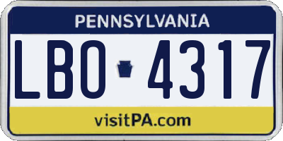 PA license plate LBO4317