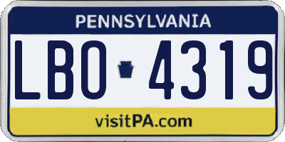 PA license plate LBO4319