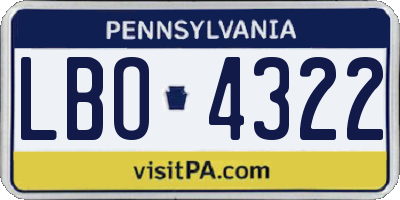 PA license plate LBO4322