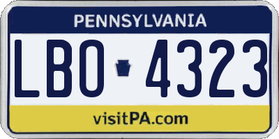 PA license plate LBO4323