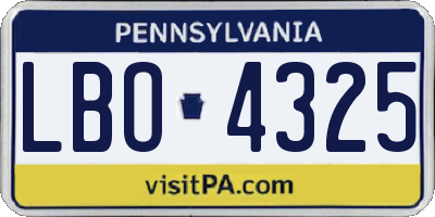 PA license plate LBO4325