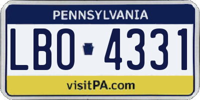 PA license plate LBO4331