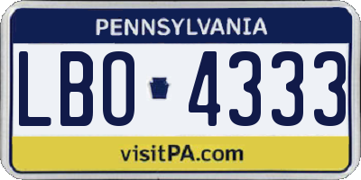 PA license plate LBO4333
