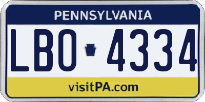 PA license plate LBO4334