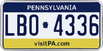 PA license plate LBO4336