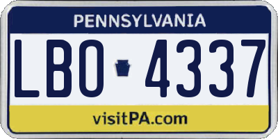 PA license plate LBO4337
