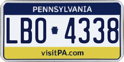 PA license plate LBO4338