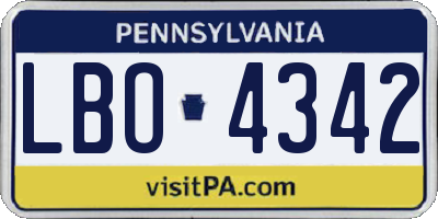 PA license plate LBO4342