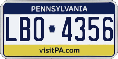PA license plate LBO4356