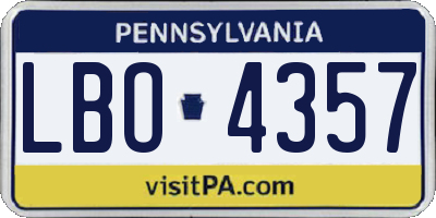 PA license plate LBO4357
