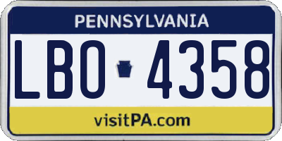 PA license plate LBO4358