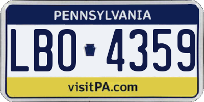 PA license plate LBO4359