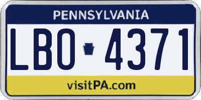 PA license plate LBO4371